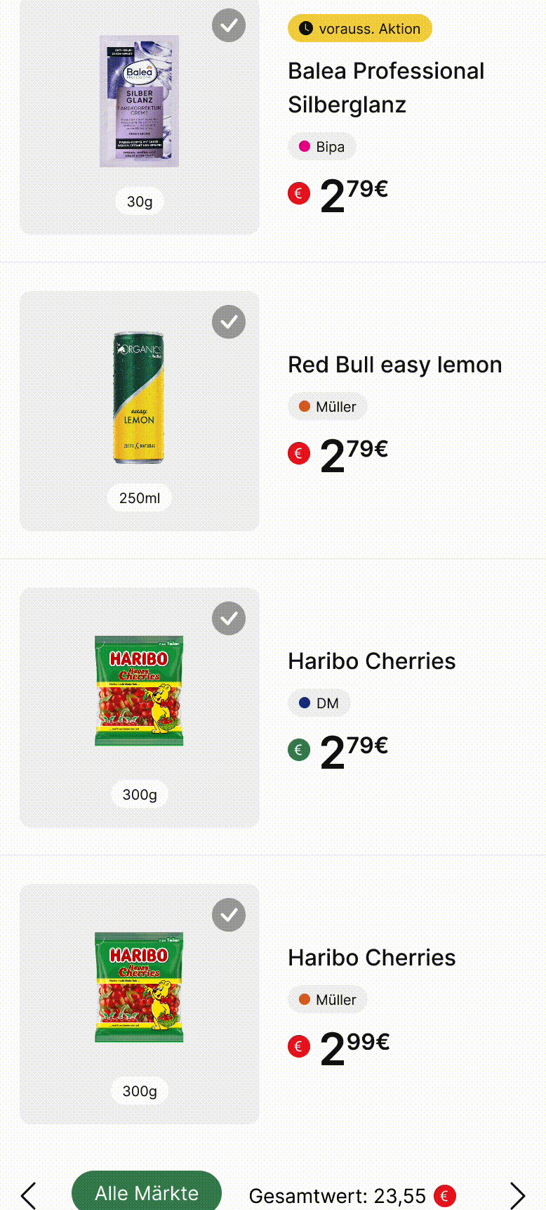 Vorschau Einkaufsliste
