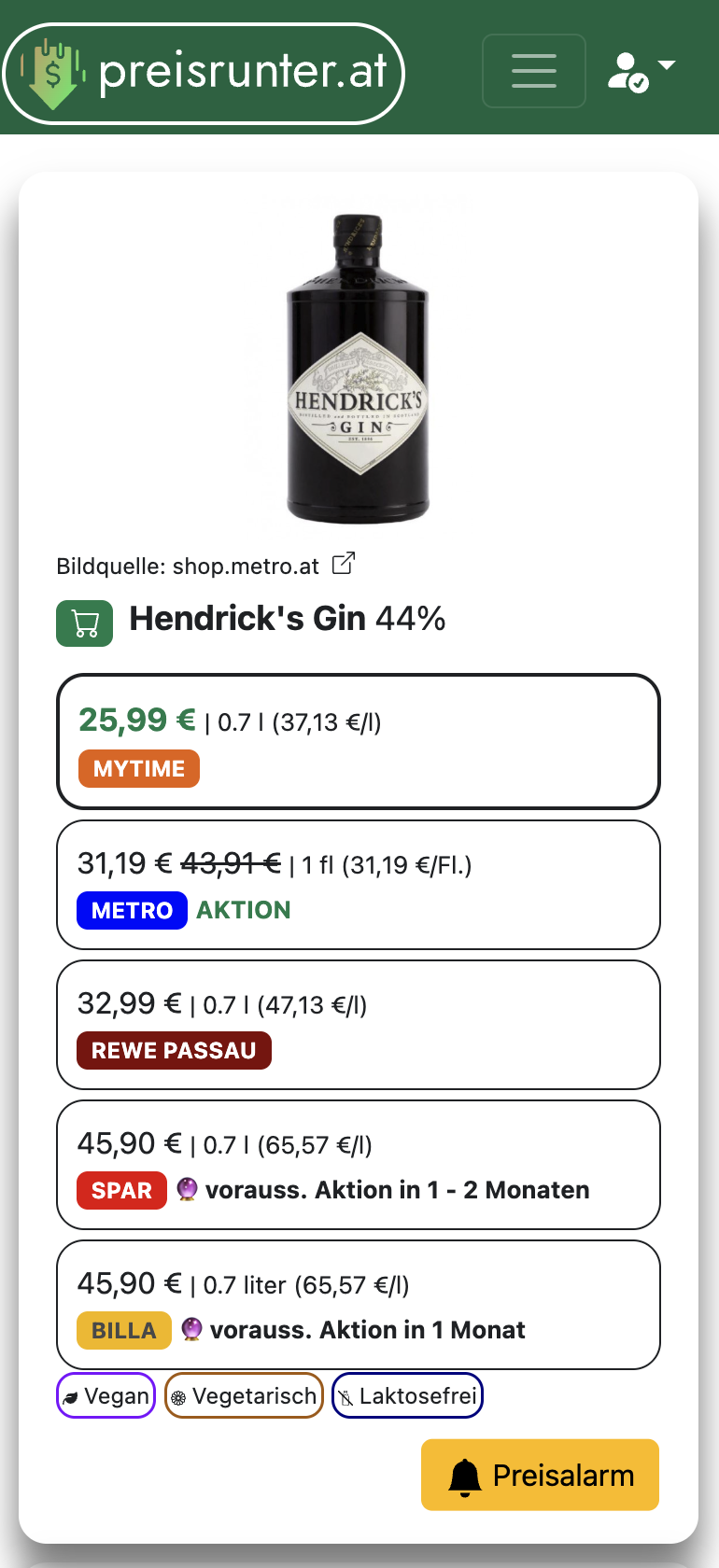Preisrunter Predict